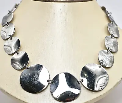 Designer Milor Stainless Steel Curved Disc Linked Necklace Adjusts 18.5  - 20.5  • $9.50