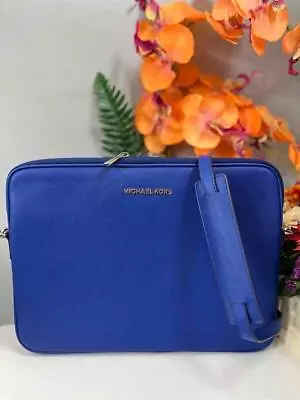 MICHAEL KORS 13” Laptop Case Sleeve Carrying Bag In Sapphire Saffiano Leather • $59.49