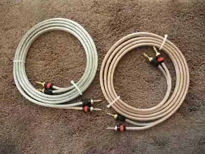 Straight 8 20' 8ga Pair Speaker Cables 742 Strand Ofc Per Cond. Gold Bananas • $135