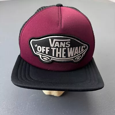 Vans Off The Wall Trucker Hat Adult Snapback Burgundy & Black Mesh Curved Bill • $12.88