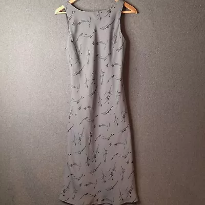 Vintage ROCKMANS Womens Sheath Dress Size 8 Mid Grey Floral Sleeveless Midi • $17.50