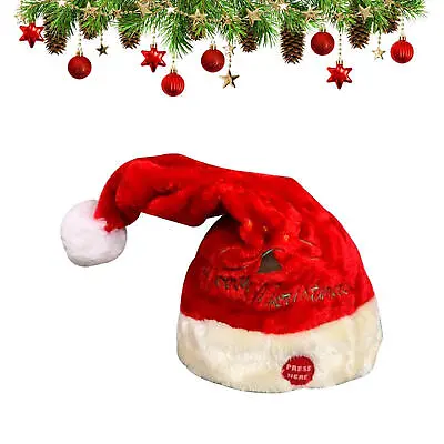  Electric Toy Christmas Hat Red Velvet Embroidered Music Swing Cap Party Decor • £16.19