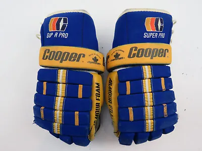 VTG 80s Cooper Super Pro Buffalo Sabres NHL Pro Stock Hockey Player Gloves 15  • $279.96