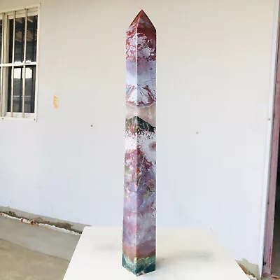 1525g Natural Ocean Jasper Quartz Crystal Obelisk Wand Point Mineral Healing • $15.69