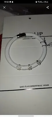 Link Up London Leather And Sterling Silver Charm Bracelet New White • £14.99