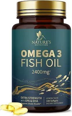 Omega 3 Fish Oil Concentrated Triple Strength 2400mg - EPA & DHA Fatty Acids  • $106.45