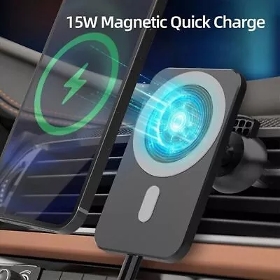 Magnetic Wireless Car Charger Mount Holder Fr IPhone Magsafe 15 14 13 12 Pro Max • £8.99