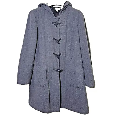 Motherhood Wool Blend Coat Hood Womens Sz XL Toggle Closures Grey Maternity • $35