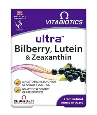 Vitabiotics Ultra Bilberry Lutein And Zeaxanthin With Anthocyanins 30 Tablets • £8.75