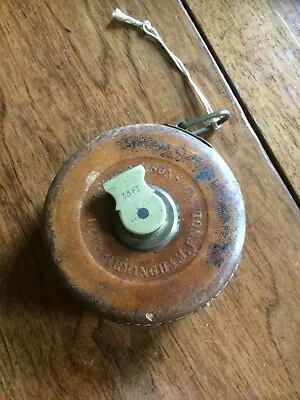 £10 • Buy Vintage Tape Measure-33ft By John Rabone-in Leather Case With Brass Winding Arm 