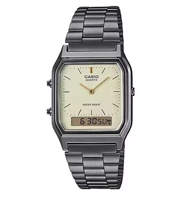 Casio AQ-230GG-9A Vintage Series Gray Ion Plated Stainless Steel Band Watch • $103.99