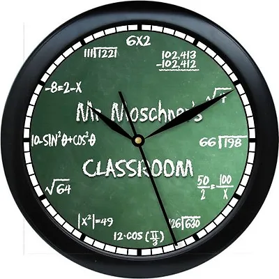 Math Equation Personalized10  Wall Clock Teacher Gift Numbers Green Chalkbrd • $29.90