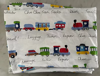 Pottery Barn Kids Pillowcases (2) Train Choo-choo Standard Sz. 100% Cotton EUC • $17.45