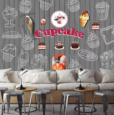 3D Cupcake Dessert A7070 Wallpaper Wall Murals Self-adhesive Commercial Amy • $79.99