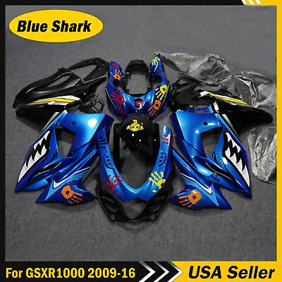 Blue Shark Fairing Kit For Suzuki GSXR1000 2009-2016 Painted ABS Molded Bodywork • $379