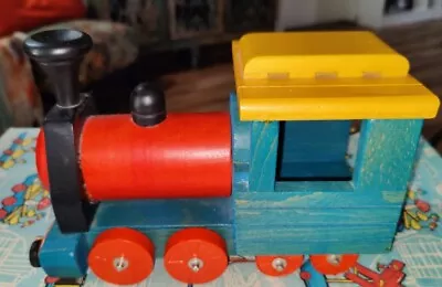 VTG Wooden Train Set 4 Toy Cars Original Storage Box 1988 CTC Retro Hand Made  • $55.99