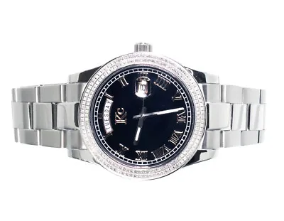 Mens Ladies White Gold Stainless Steel 41mm Techno Com KC Day-Date Diamond Watch • $649.99