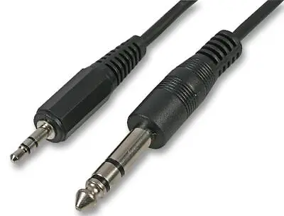 0.5m 6.35mm To 3.5mm Jack Small Big Audio Aux Cable Stereo 6.3mm 1/4 Inch Lead • £2.69