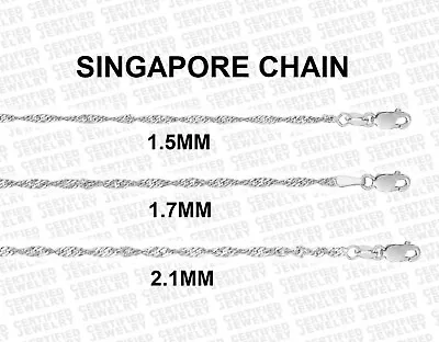 14K White Gold Singapore Rope Chain Necklace 16  18  20  24   1.5mm-2.1mm • $119.25