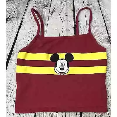 Disney Mickey Mouse Spaghetti Strap Crop Top Women's Size S Red/Yellow • $14.95