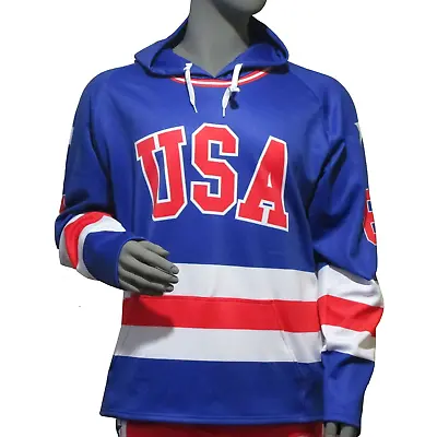 USA Hockey Miracle On Ice 1980 USA Hockey Team Jersey Authentic Royal Hoody Adul • $75