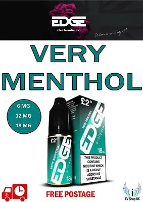 Edge Very Menthol Flavour E Liquid Vape Juice 10ml X 3 10 15 CHEAP FREE POST • £5.99