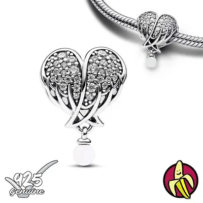 Wings With Dangling Pearl S925 Bracelet Charm For 3mm Snake Chain • £9.99