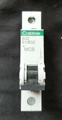 Crabtree Starbreaker 61/B32 Single Pole MCB (White Clip Black Lever Plug-in) • £3.94