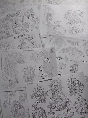 134 Original Authentic Tattoo Line Flash Sheets A3 Jenny Clarke Big Collection • £80