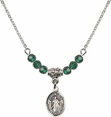 May Birth Month Bead Necklace With Divine Mercy Petite Charm 18 Inch • $75.75