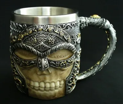 3D~SCULL~Viking Warrior~RESIN~Stainless Steel~TANKARD~16oz~Mug~GHOTIC~EC • $14.99