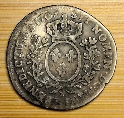 1767 France 1/10 Ecu Silver Louis Xv Coin • £14.99