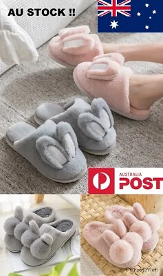 Dr.FootPrint Rabbit Bunny Emoji Comfy Warm Plush Home Indoor Slippers Shoes  • $26.95
