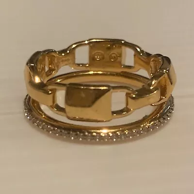Michael Kors Link Prestack Ring Sz. 7 Gold Plated .925 Silver Mkc1025an Rrp£149 • £114