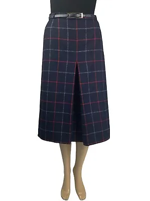 Burberrys Vintage Burberry Checkered Wool Long Skirt Belted Size 8 • $150