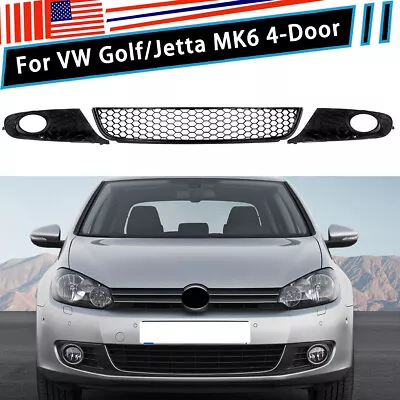 For VW Golf/Jetta MK6 Honeycomb Front Lower Bumper Mesh Grille + Fog Light Grill • $75.98