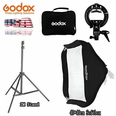 $49.99 • Buy US Godox 40*40cm Bowens Mount Softbox+2m Light Stand Kit For AD200 200pro V860II