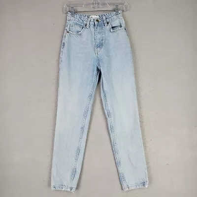 Zara Mom Jeans Women 0 Light Blue High Rise Heavyweight Cotton Denim Casual Chic • $16.48