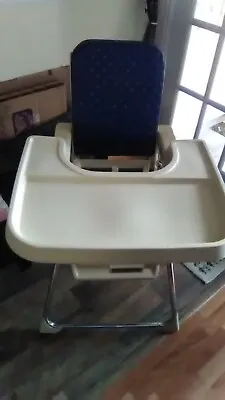 Vintage Blue Fisher-Price High Chair Folds Up Adjustable Tray Very Rare • $75