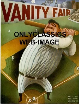 1933 VANITY FAIR MAGAZINE COVER 12x16 POSTER BASEBALL GREAT BABE RUTH ABSTRACT • $16.96