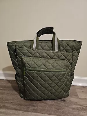 Maggie Mather Quilted Tennis Backpack Convertible Tote Army Green / USED • $50