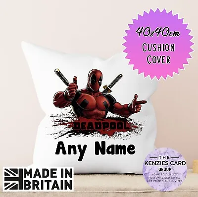 Personalised Marvels Deadpool Super Hero Pillowcase Cover Cushion 40x40cm • £6.55