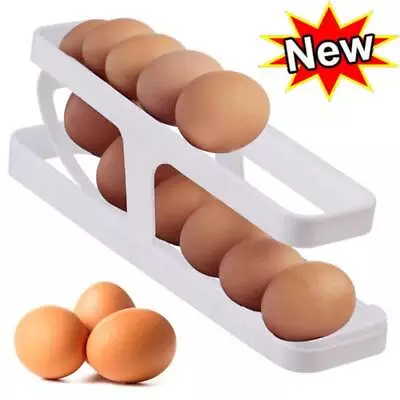 £5.86 • Buy Refrigerator Egg Dispenser Auto Rolling Egg Holder 2 Tier Storage Rack;