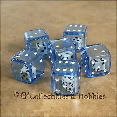 NEW Set Of 6 BLUE Double Six Sided Dice Game RPG Math Large 19mm 3/4 Inch D6 • $6.99