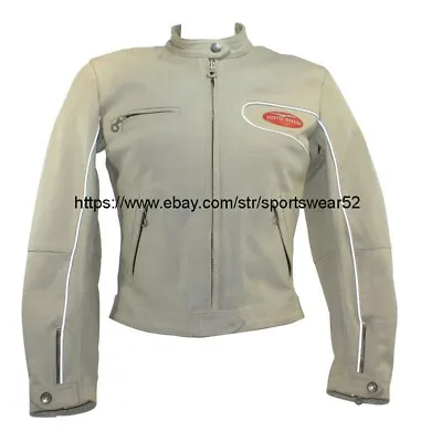 Moto Guzzi White Motorbike Leather Jacket Cow Hide/5 Protection Armour Inside • $166.50