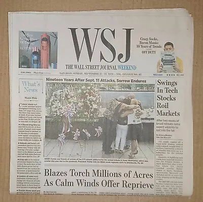 $11 • Buy The Wall Street Journal Newspaper September 12-13 2020 Sundar Pichai Google