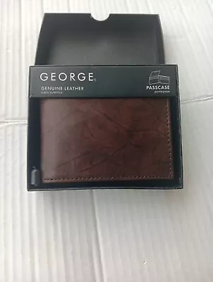 George Men's Brown Genuine Leather Bifold Billfold Passcase Wallet Card Holder • $19.99