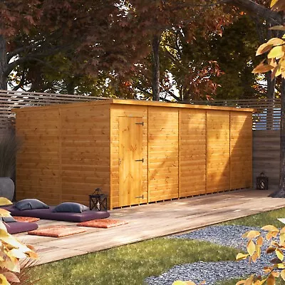 Shed | Power Pent Garden Sheds | Wooden Windowless Workshop| Sizes 16x4 To 20x8 • £1349