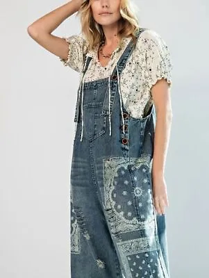 $68 • Buy Distressed Oversized Loose Fit Slouchy Crop Overalls