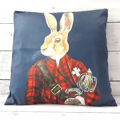 Steampunk Rabbit Vintage Tartan Uniform Cushion Cover Decorative Novelty Gift • £9.99